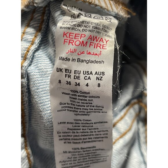 PrettyLittleThing Womens Light Blue Wash Thigh Split Boyfriend Jeans UK8 US4 - Picture 8 of 8